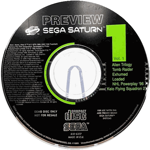 Disque Preview Sega Saturn Vol. 1 — PAL Europe